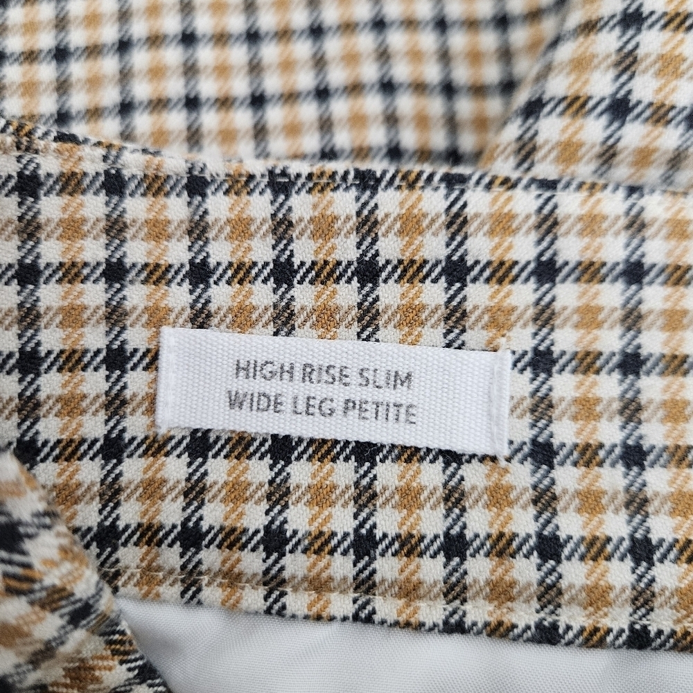 Ann Taylor LOFT Slim Wide Leg Cropped Dress Pants Plaid High Rise Petite 4P - Picture 5 of 7